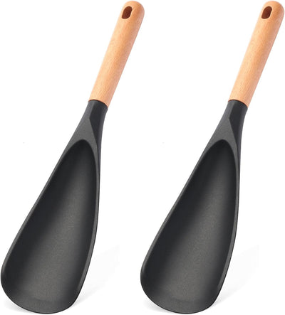Set 2 cucharas silicona mango madera antiadherente