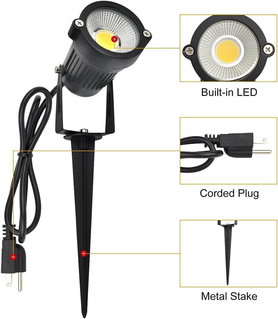 Foto luz LED exterior estaca metal 5W 3000K blanco cálido