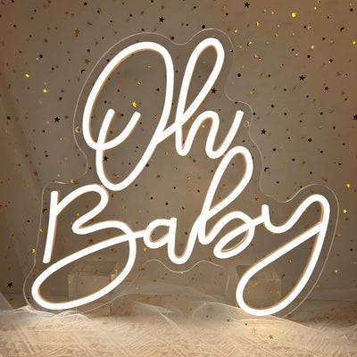Letrero neón Oh Baby LED para baby shower decoración pared