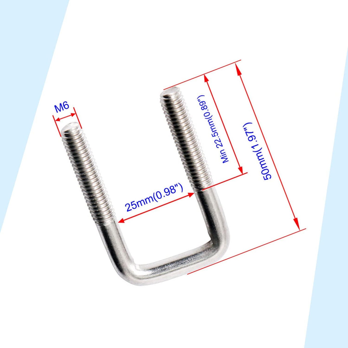 Pernos cuadrados M6 acero inox 304 plateado con tuercas para auto