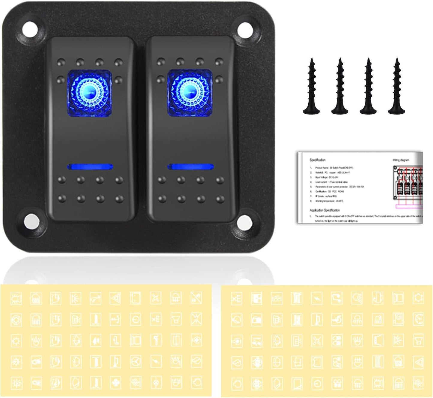 Interruptor basculante impermeable 12v/24v para barco coche
