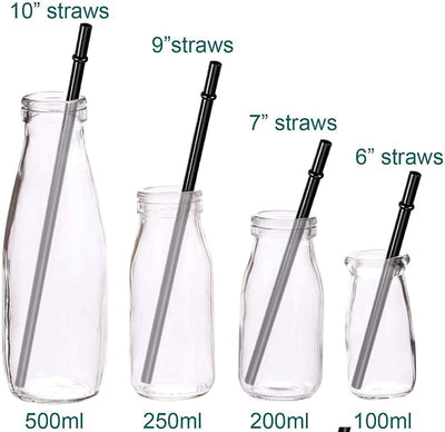 Pajitas plástico negro 9pulg para tarros 16-20oz set 12 con cepillo