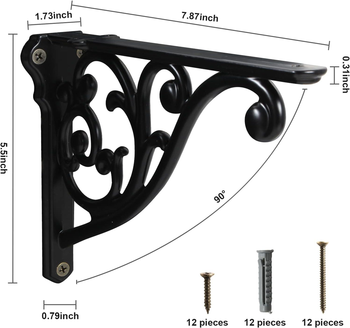 2 Soportes Metal Estantería Negro Decorativo Resistente
