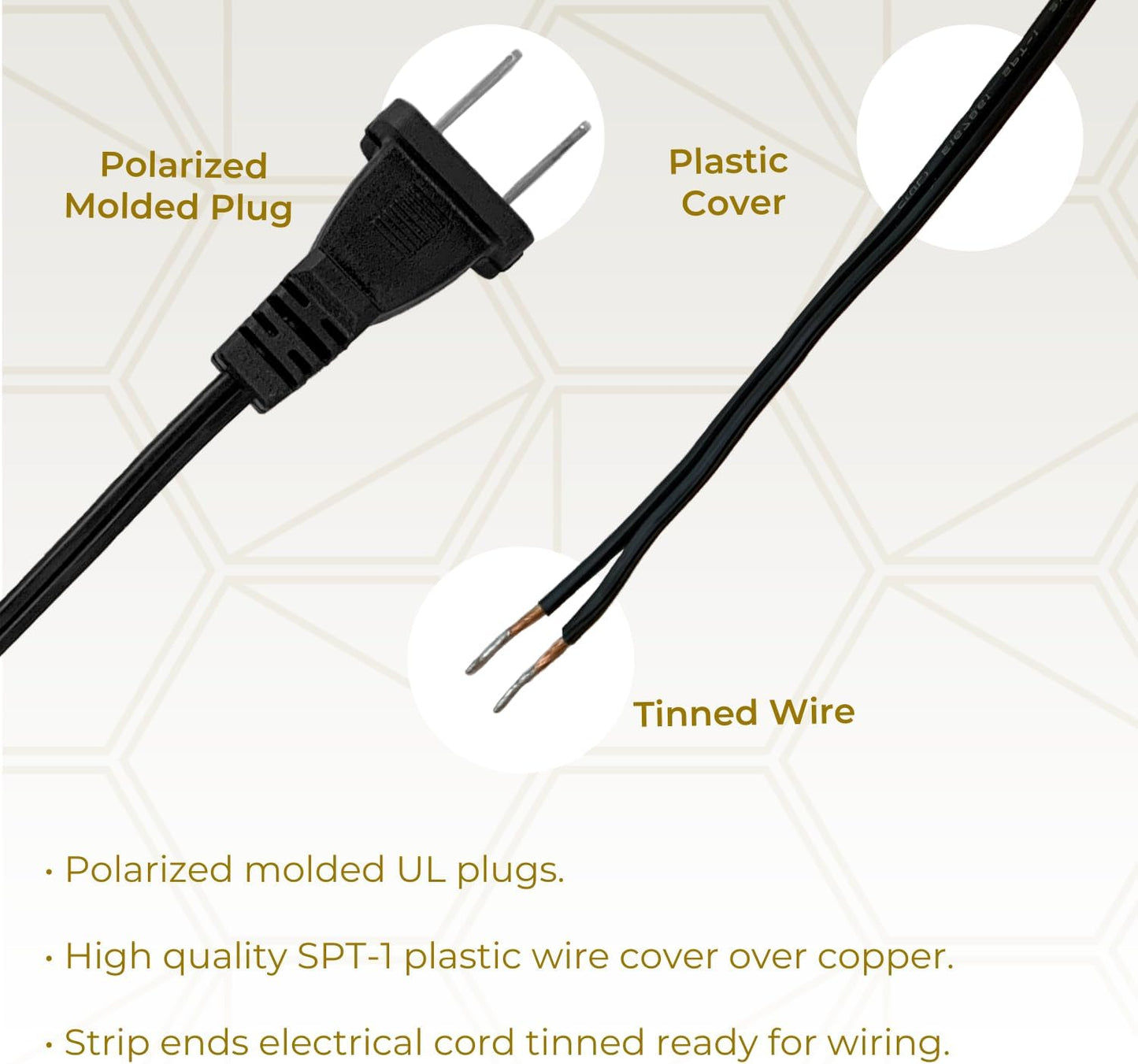 Cable lámpara con interruptor SPT-1 8ft negro pack 2