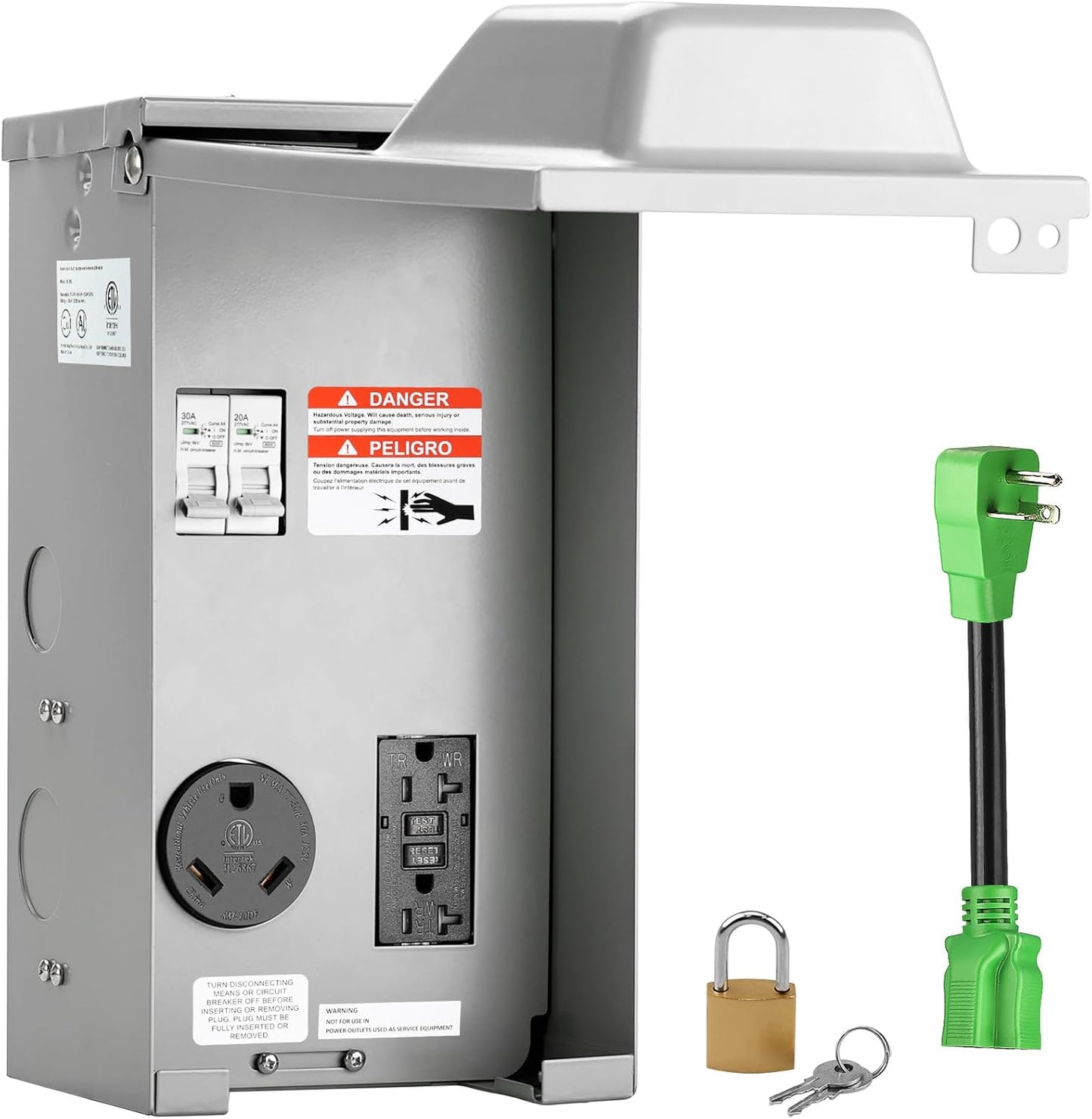 Panel toma corriente RV 20-30A con disyuntor ETL