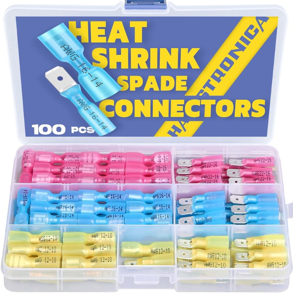 100 Conectores Termorretráctiles AWG 22-10 para Cable