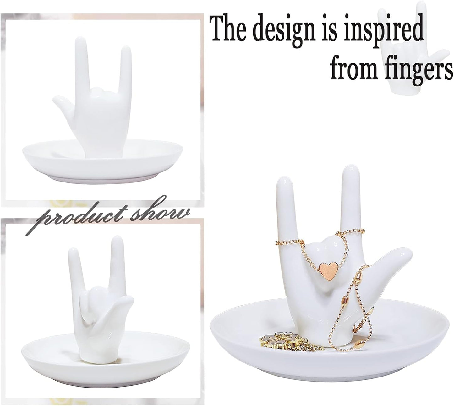 Soporte anillos cerámica texto I LOVE YOU para mujer