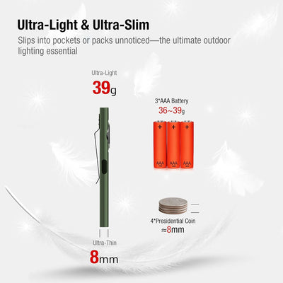 Linterna EDC 3 luces 650lm USB-C IPX4 base magnética verde