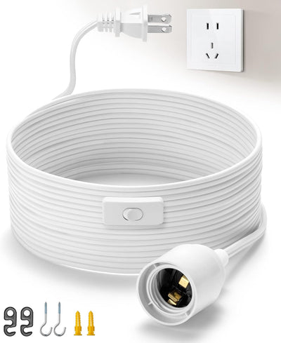 Cable luz colgante 20ft con enchufe E26 interruptor