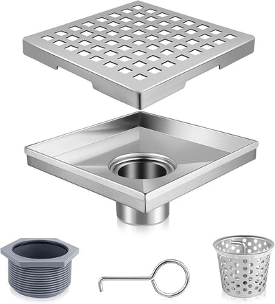 Drenaje ducha cuadrado acero inox 304 4pulg cert CUPC