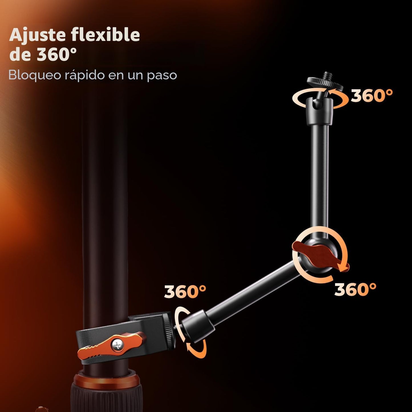 Kit abrazadera brazo mágico 9.8 con tornillos 1/4 y 3/8