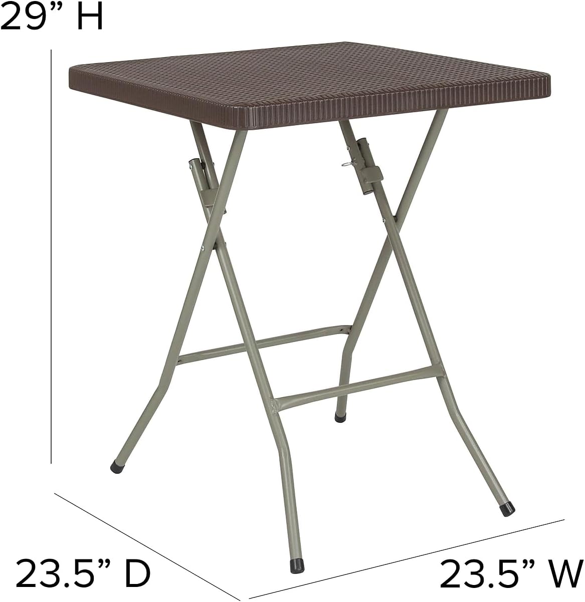 Mesa plegable cuadrada ratán marrón 1.95ft