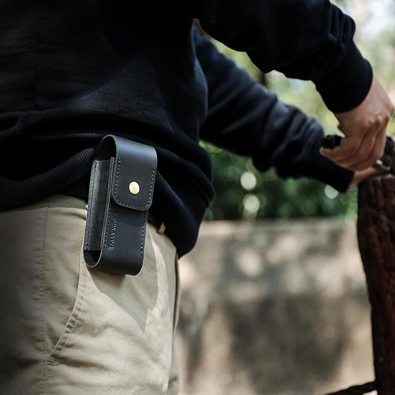 Funda cuero multiherramienta con clip cierre magnético negro