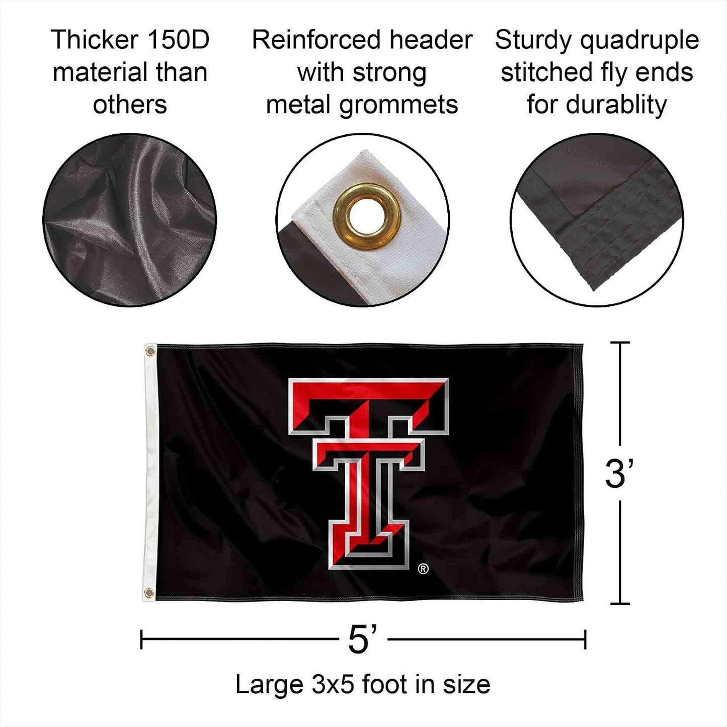 Bandera universitaria TTU Texas Tech Red Raiders