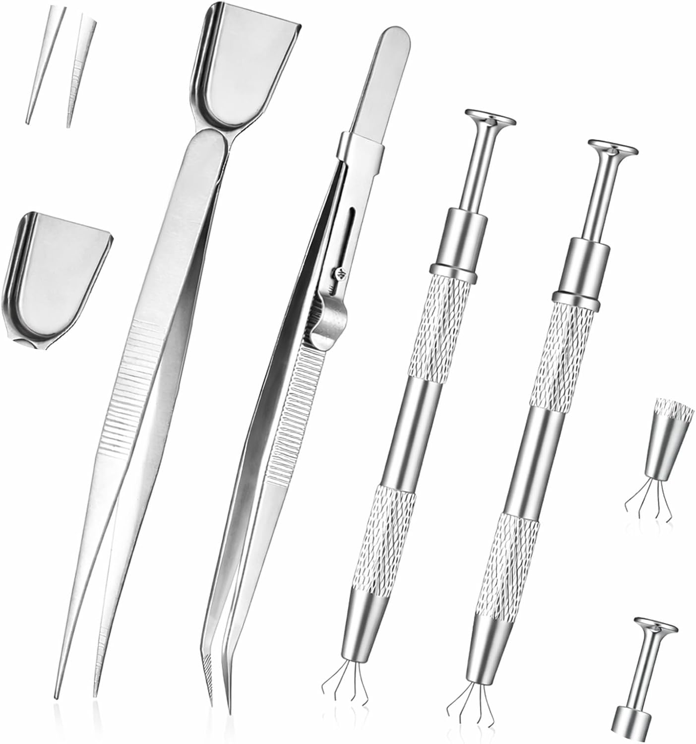 4 herramientas de bolígrafo para decorar pasteles, pinzas con cabeza de pala y dobladas para galletas, magdalenas, joyas, septum y cuentas