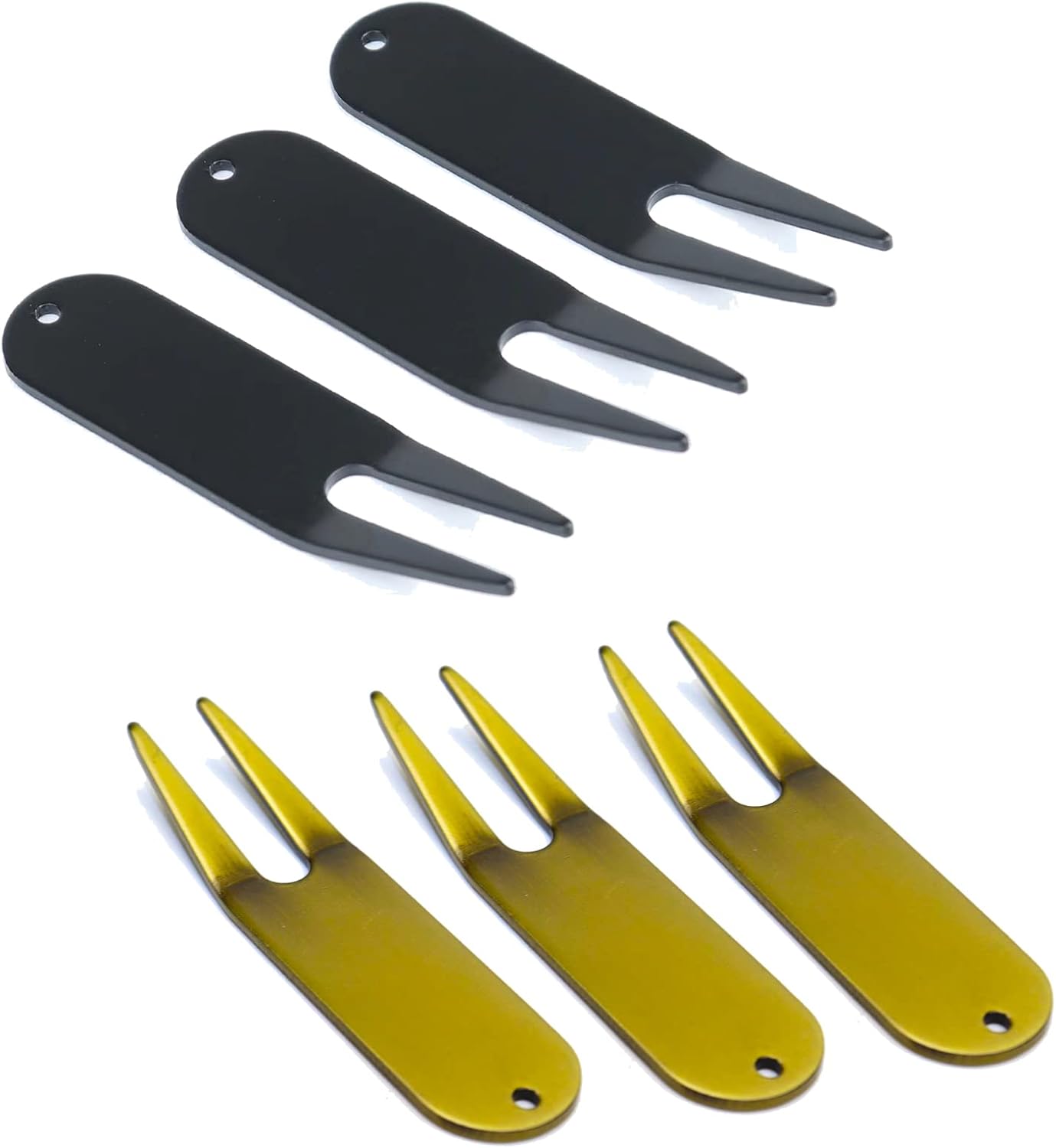 6 Herramientas Reparación Divot Golf Metal Negro Bronce