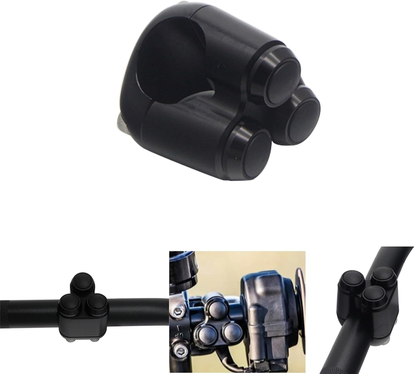 Interruptor momentáneo 3 botones para manillar 1" negro