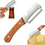 Pelador 2en1 acero inox mango madera abridor botellas