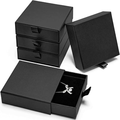 Caja joyas 5 cajas 3.5x3.5" collar anillo aretes negro