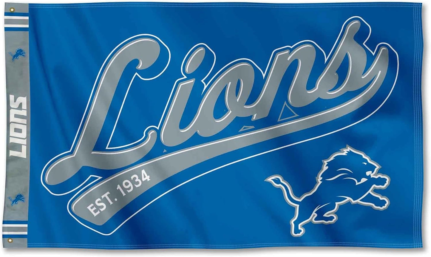 Bandera con logotipo Detroit Lions