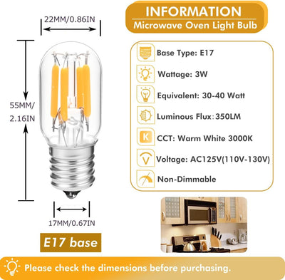 Bombilla LED E17 T22 para horno microondas estufa campana