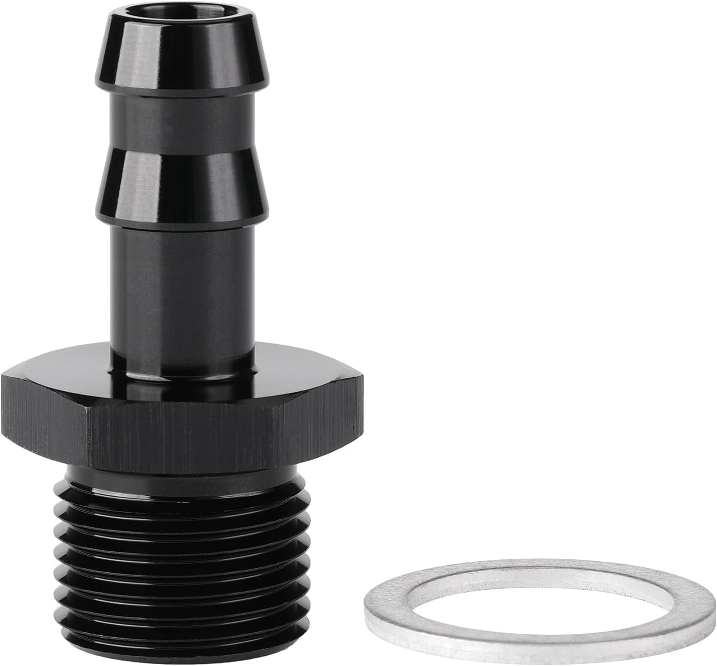 Adaptador M18x1.5 bomba combustible 3/8 púas aluminio negro