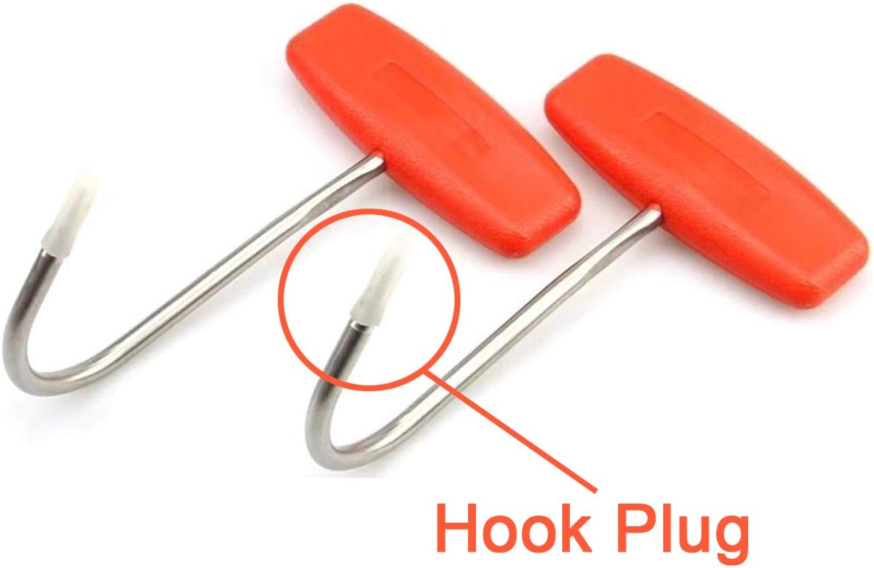 2 Ganchos Carne Forma T Acero Inox 6" Kit Carnicería Naranja