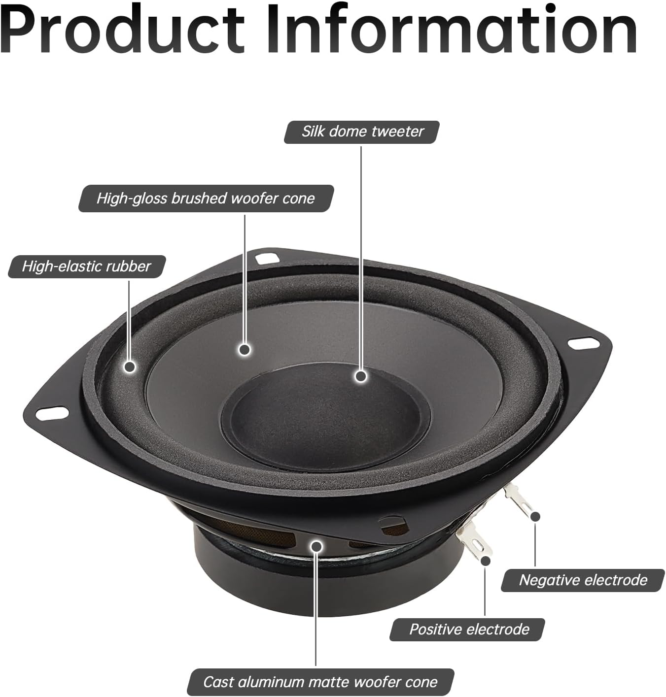 Altavoz coche 4pulg 2 vías puerta audio estéreo