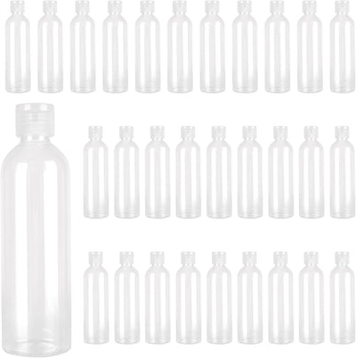 30 Botellas Plástico 8oz Transparente Tapa Abatible Viaje
