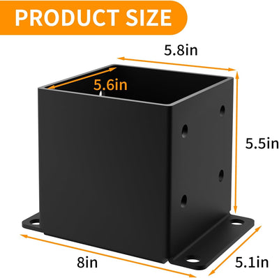 Base poste 6x6 4 Pzas anclaje valla acero negro 13gal
