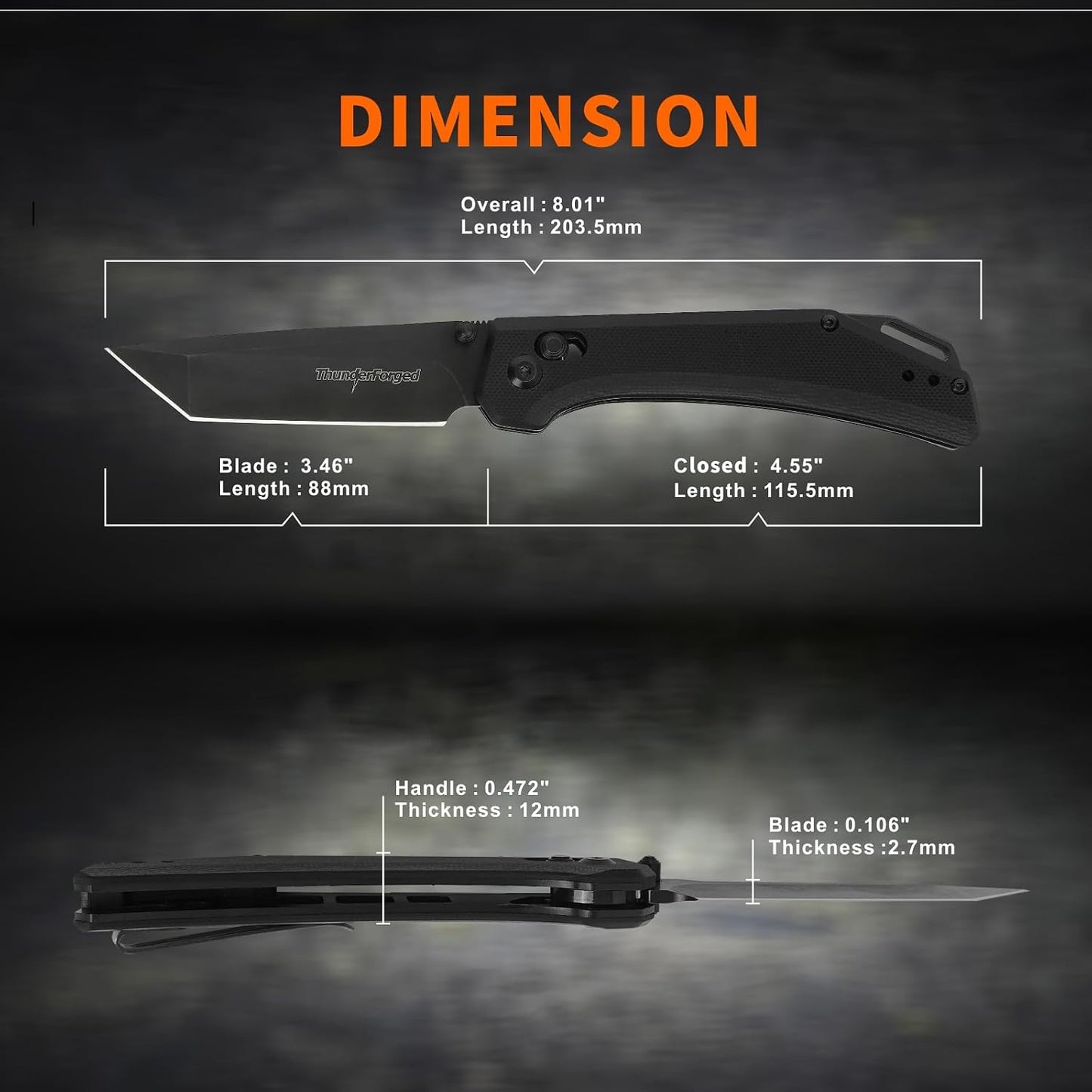 Cuchillo plegable táctico acero 14c28n mango G10 negro