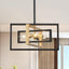 Lámpara colgante moderna negra dorada 3 luces candelabro