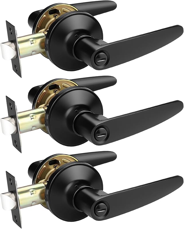 3 Manijas Puerta Negro Sin Llave Dormitorio Baño