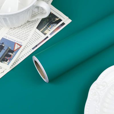 Papel tapiz autoadhesivo 15.7x118pulg verde azulado extraíble