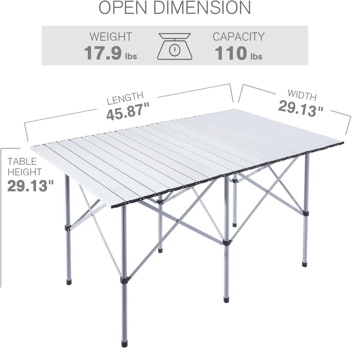Mesa campamento plegable aluminio 4-6 personas color blanco