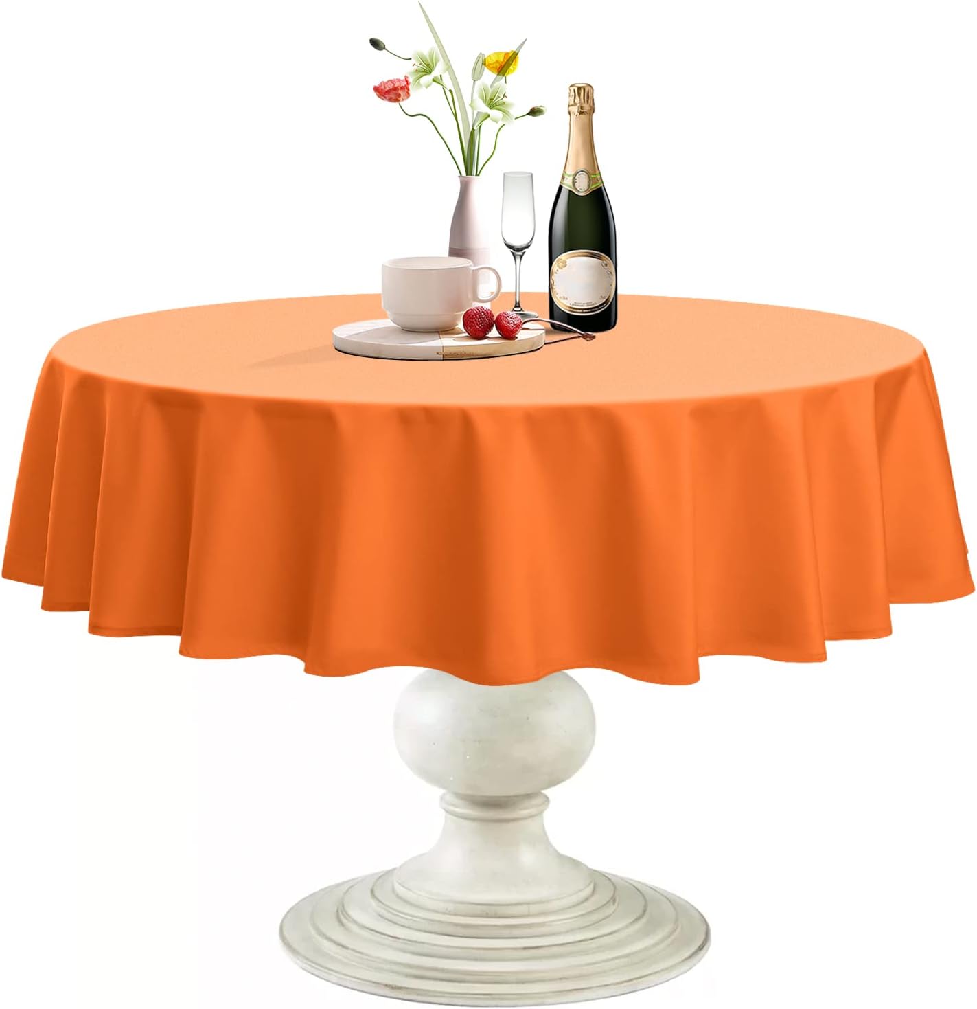 Mantel redondo poliéster impermeable 90pulg naranja