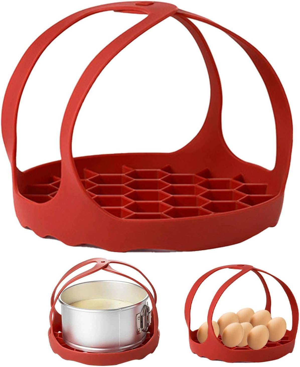 Eslinga de olla a presión cesta de silicona para hornear 6.5 pulgadas roja