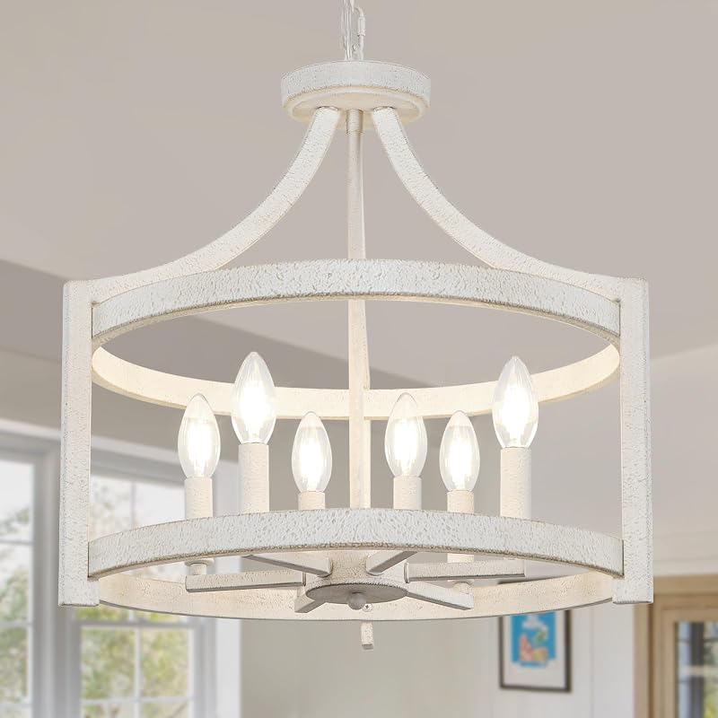 Candelabro 6 luces metal blanco vintage para comedor