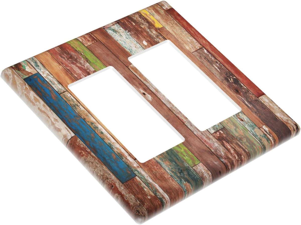 Placa interruptor doble 2 gang madera rústica decorativa