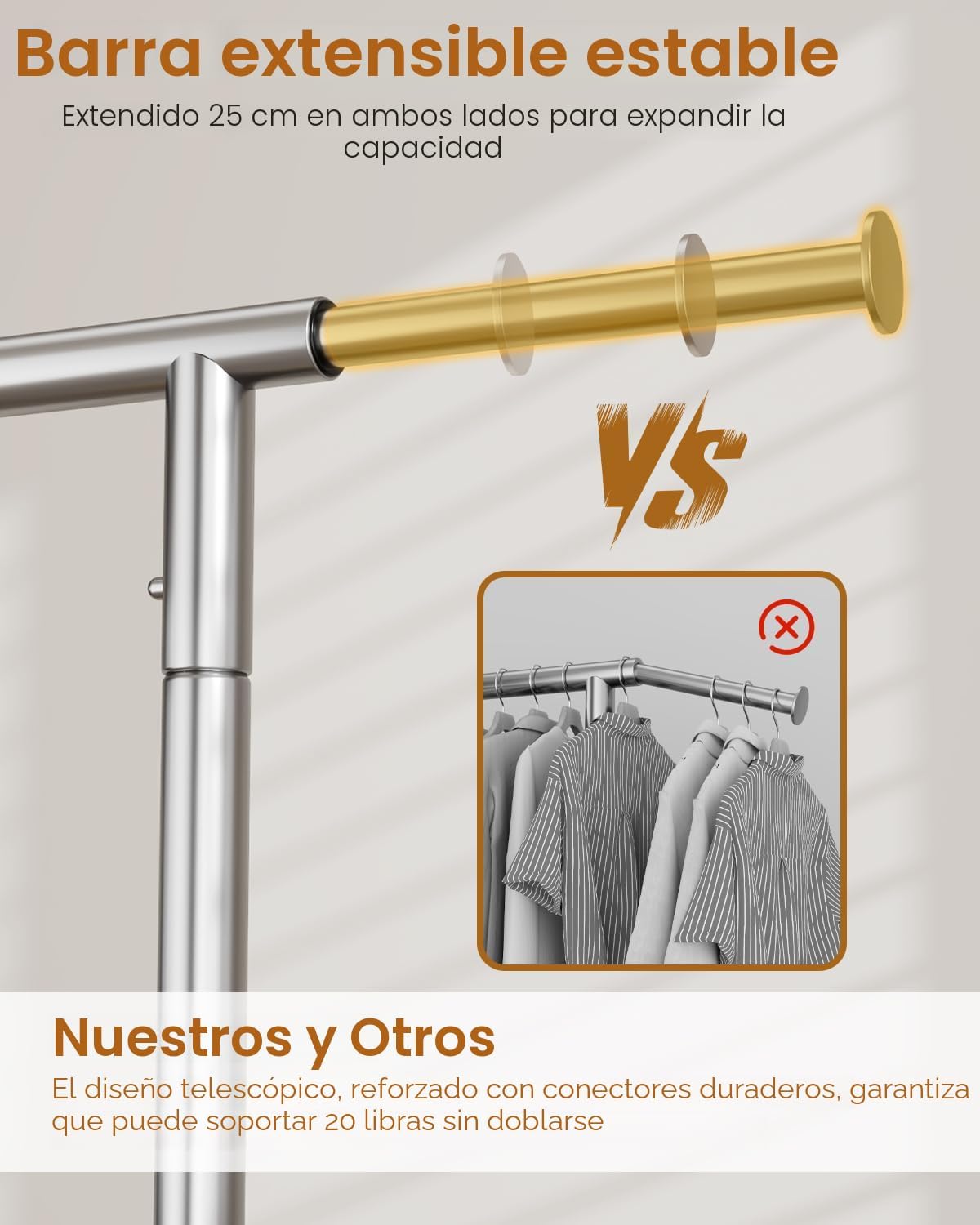 Perchero metal resistente 450lb con ruedas y cerradura