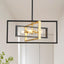 Lámpara colgante geométrica 5 luces negro y dorado