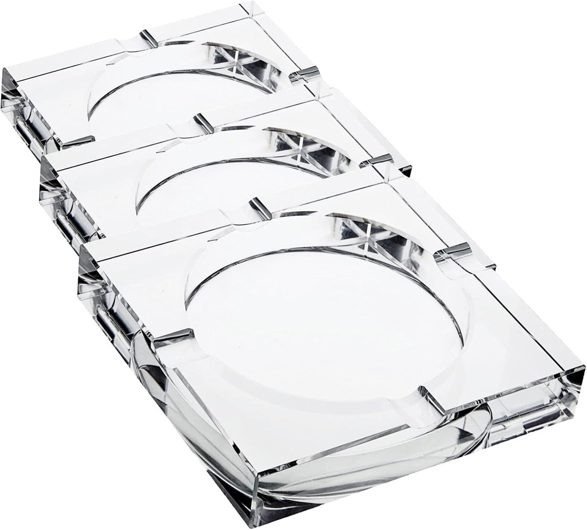Cenicero cristal cuadrado transparente 7x7pulg set 3