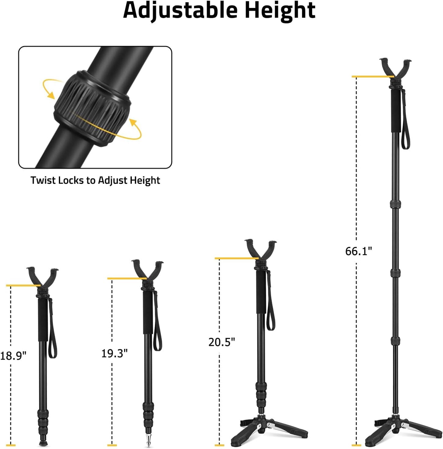 Palo tiro monopie aluminio ajustable 20.5-66.1pulg