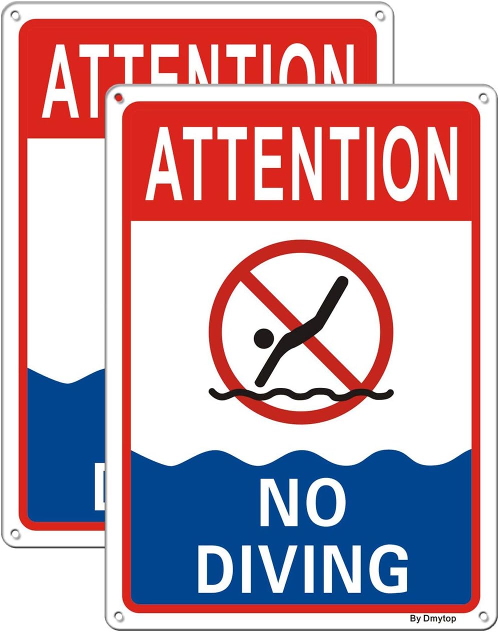 2 Carteles Piscina Aluminio Sin Buceo 10x7" UV Impermeable