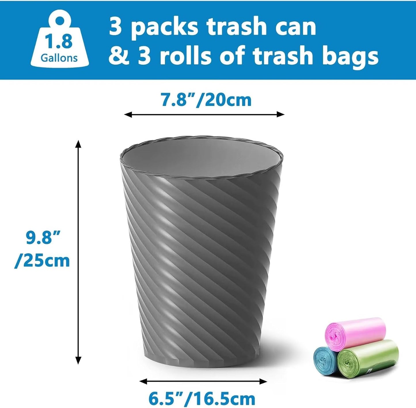 Basurero baño 3 cubos 1.8gal plástico redondo