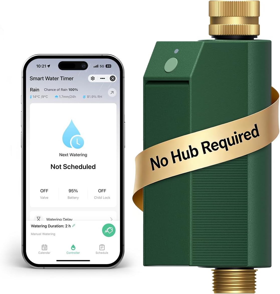 Controlador regadera WiFi acero bronce medidor flujo app