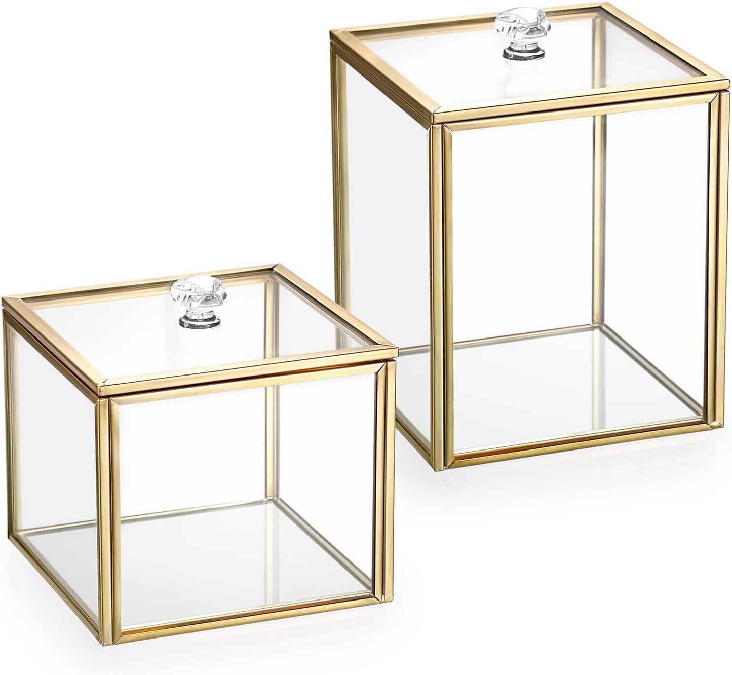 2 Dispensadores Vidrio Tapa Baño Dorado Organiz.