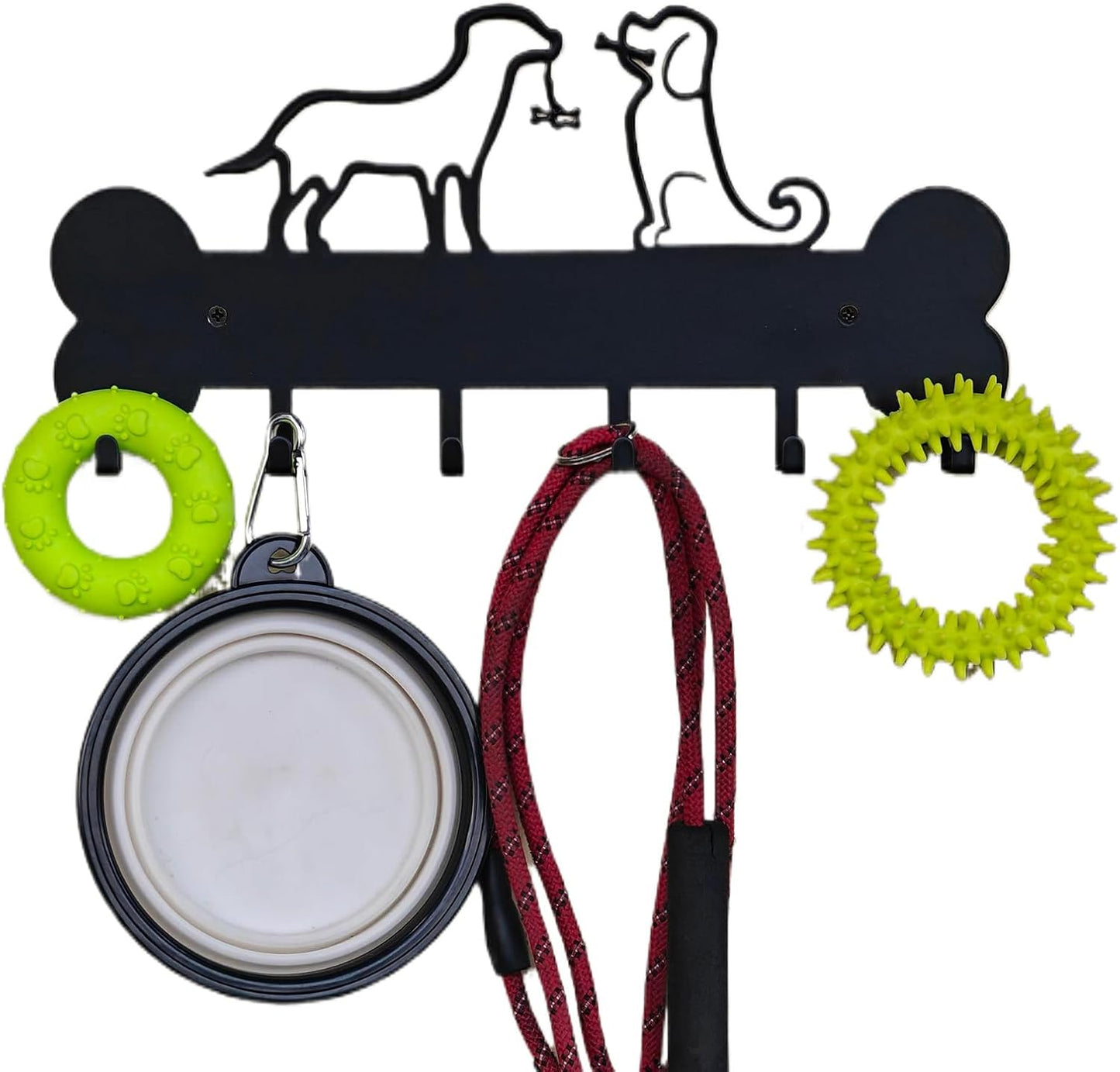 Soporte pared correa perro 6 ganchos metal