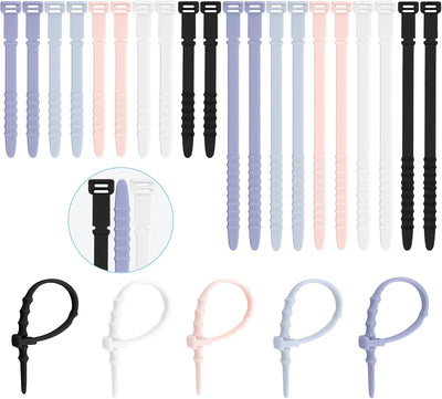 Bridas de silicona reutilizables para gestión de cables