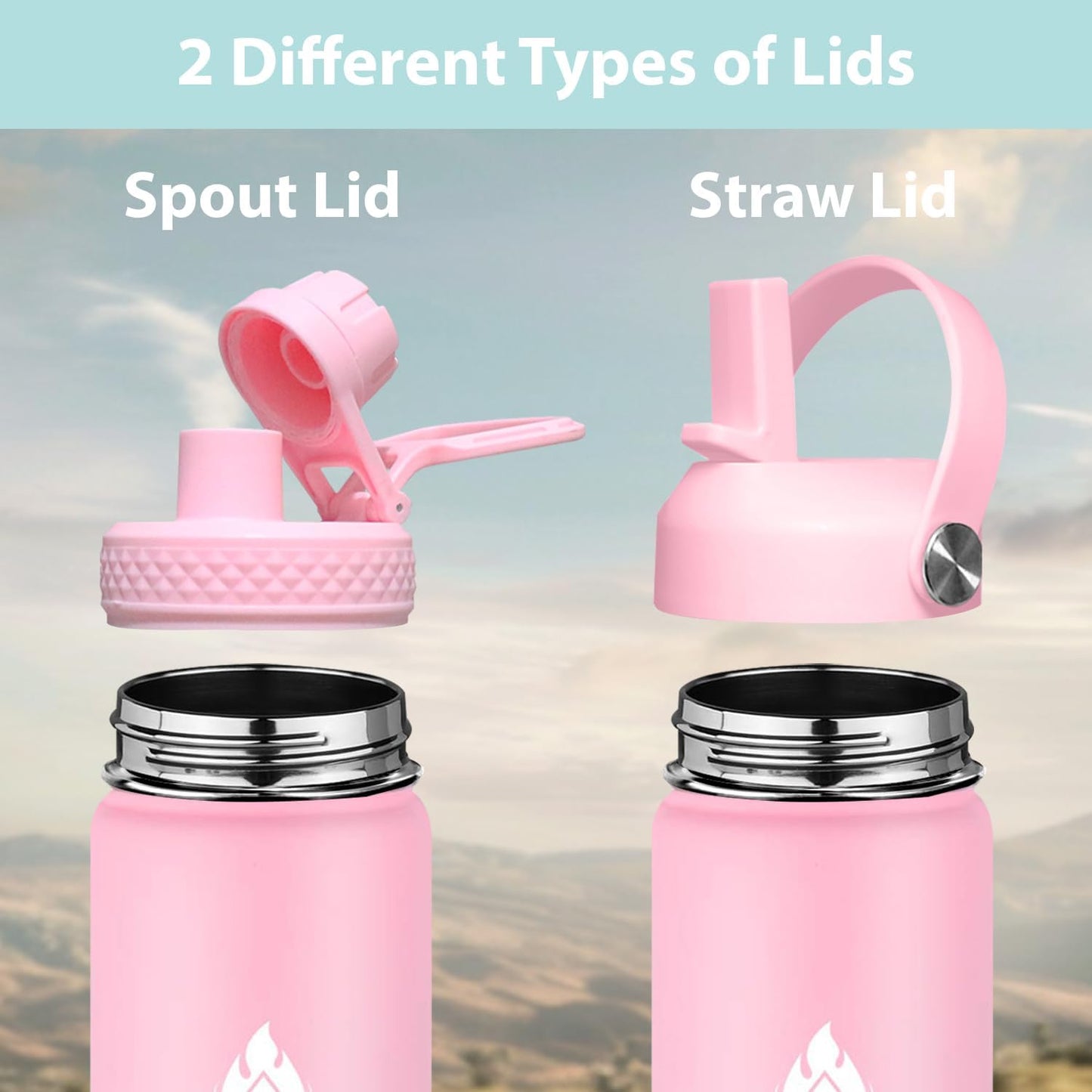 Botella agua acero inox 24oz doble pared aislada con popote
